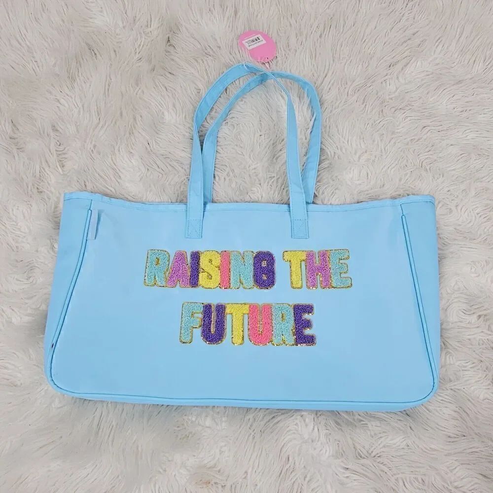Simply Southern Turquoise Sparkle Tote Raising The Future Teacher’s Bag NWT - Picture 1 of 7